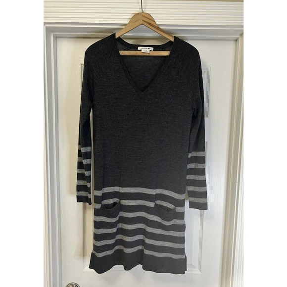 Lacoste Dresses & Skirts - LACOSTE Devanlay Woolmark FINE MERINO WOOL DRESS Gray Stripes Wms Size 38 (M)